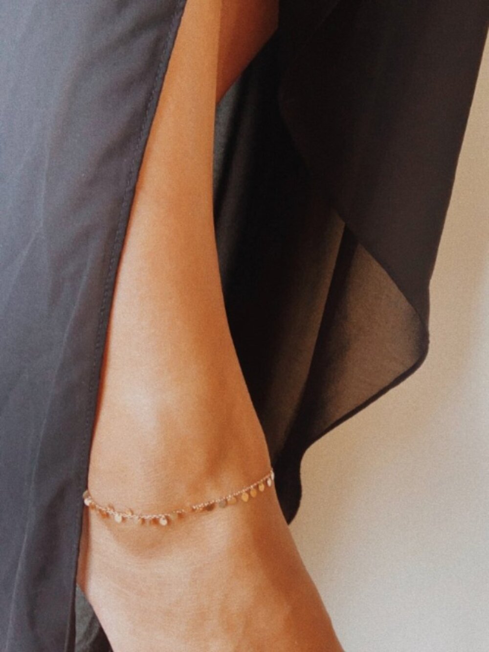 14k Rose Gold Anklet with Gold Discs - 8.25" + 1.5" Extension